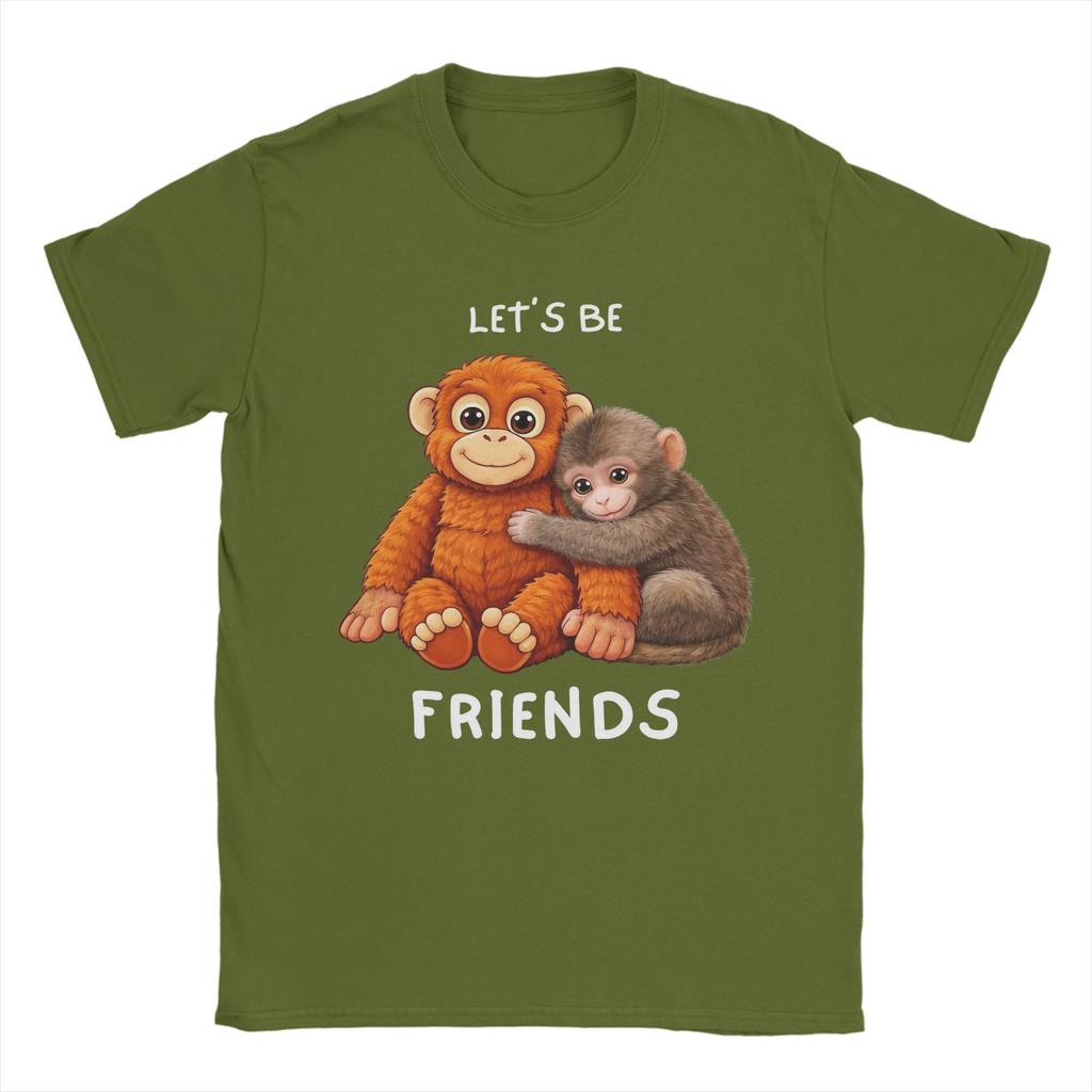 Hang In There Punch Monkey Lets Be Friends TShirt Unisex Women Novelty Cotton Tee Shirt Short Sleeve T Shirts Adult Clothes