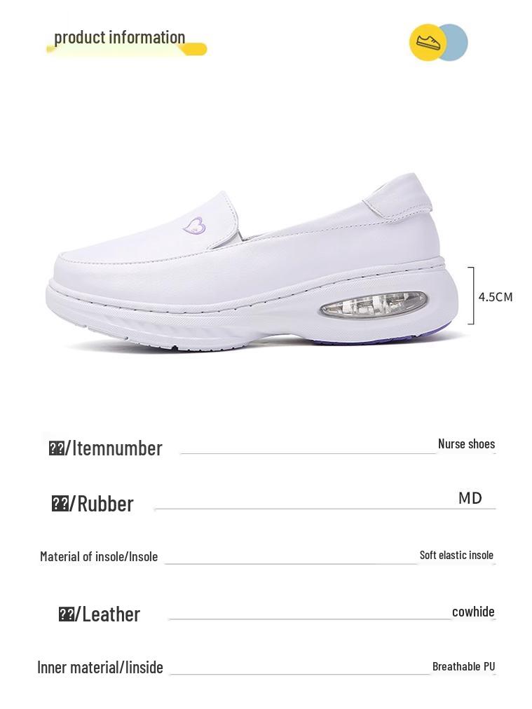 Women's Genuine Leather Breathable Nurse Shoes with Soft Air Cushion Sole