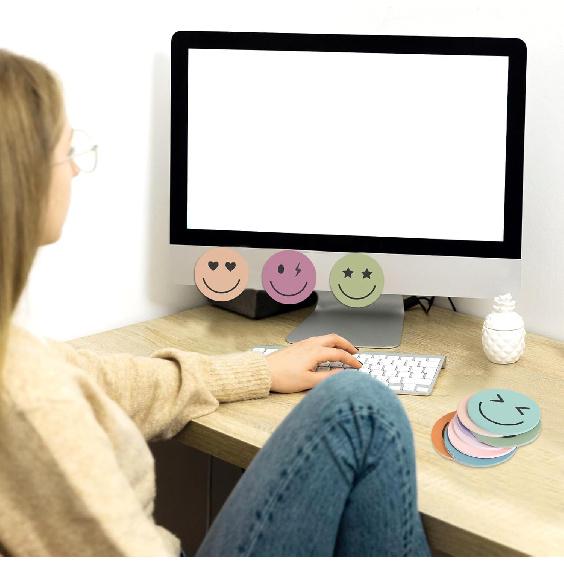 24 Packs Smile Face Sticky Notes Boho Happy Face Memo Pads Colorful Reminder Notes for Back to School Annotating Office Classroom Study, 480 Sheets