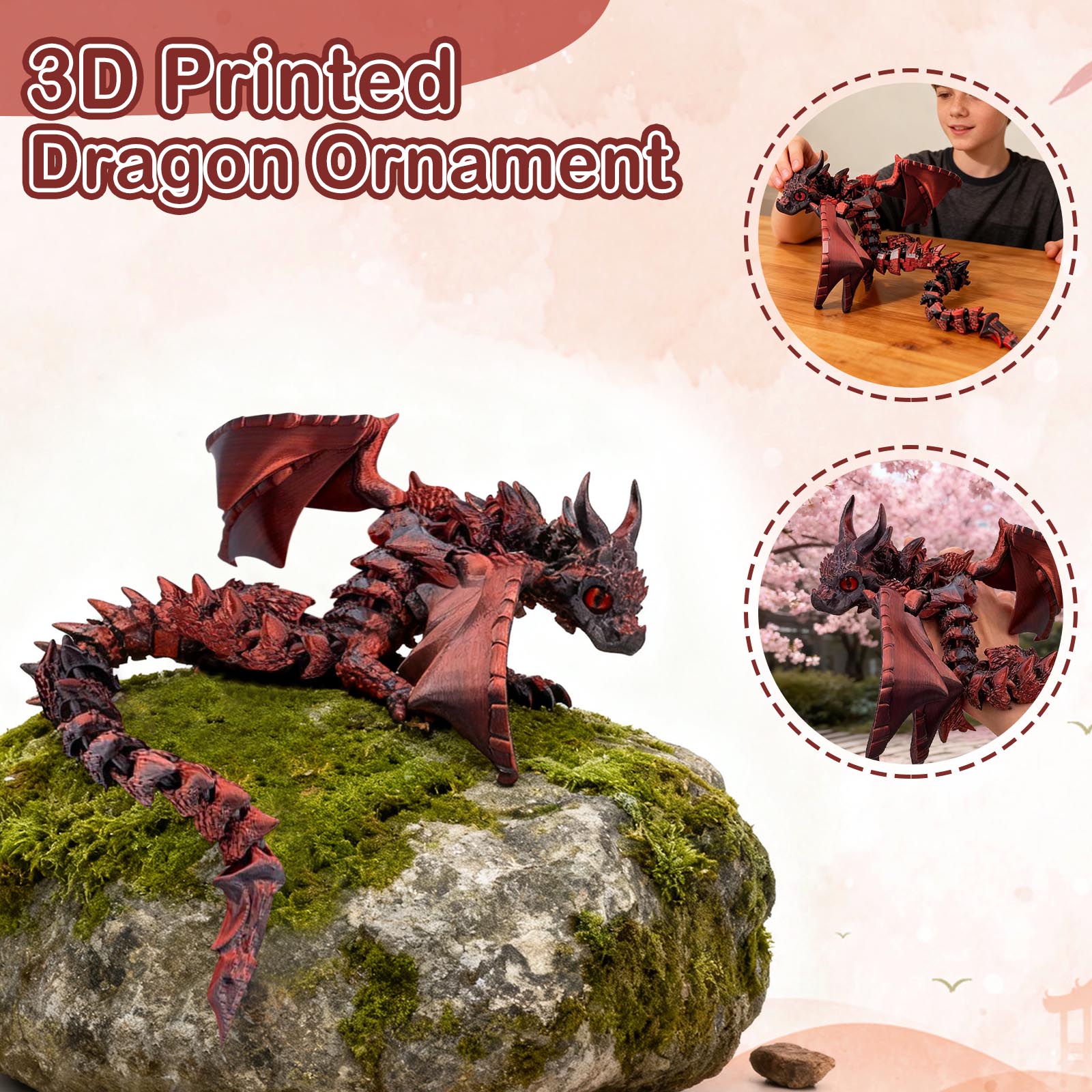 Large-horned Scale Dragon Figure Model Ornament One Size красный