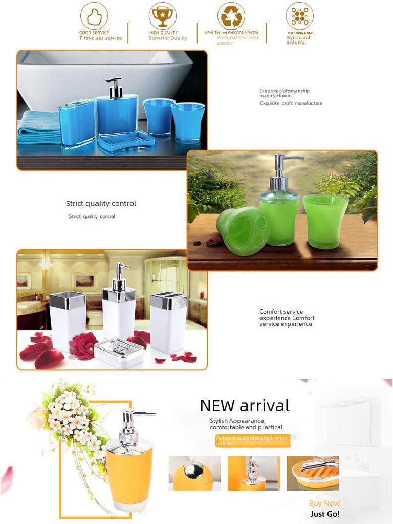 Bathroom Accessories Set: 6-Piece Oral Care and Toothbrush Holder Kit