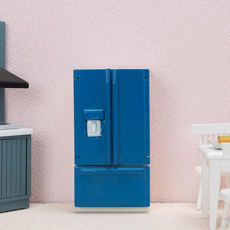 2.87x2.1x5.4in Mini Double Door Refrigerator Decor Girls Decorative Ornaments Toy Portable Exquisite Appearance Supplies