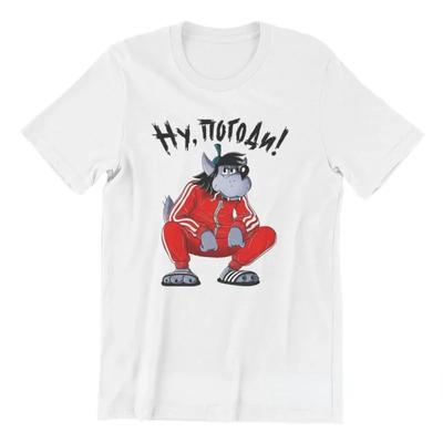 Tuta Wolf Squat T-shirt Nu Pogodi Beh Aspetta Tu Lupo Lepre Grafica Cartone Animato T-shirt Vintage Divertente Unisex Manica Corta Top