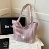 Ctrast Color Stripes Women Shoulder Bags Versatile Ladies Large Capacity Tote Bag Lightweight Portable Female Shopping Handbag