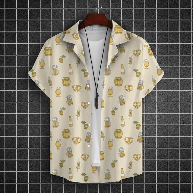 Camisa Hawaiana para Hombre Camisas de Manga Corta Estampadas 3D de Cerveza Camisa para Fiesta de Cerveza Camisetas Camisetas Casuales de Verano Ropa Holgada Oversize para Hombre