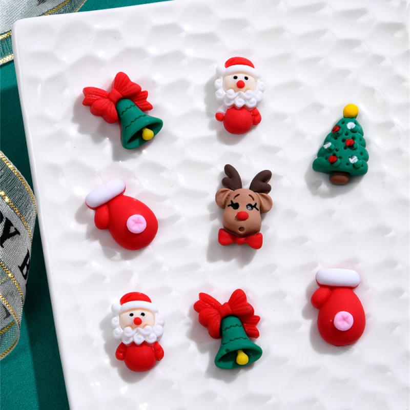 2025 New Cute Mini Cartoon Christmas Series Resin Figurine Crafts Flatback Cabochon Ornament Jewelry Making Hairwear Accessorie