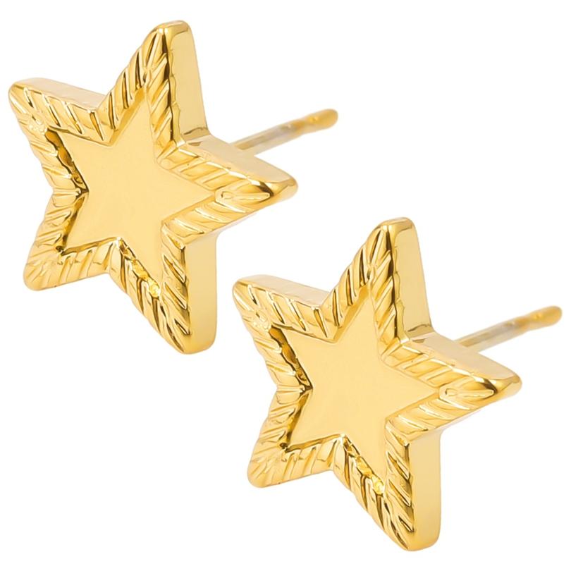 Never Fade Gold Color Earrings With Earplug Round Heart Shell Fashion Jewelry Stainless Steel Earrings For Women Men Accessories