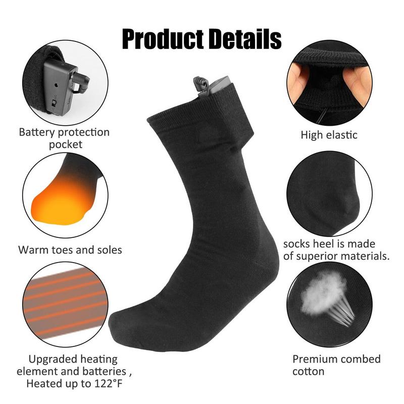 Electric Winter Heated Socks USB Fever Socks 55℃ Foot Warmer Heated Socks With Battery Foot Warmer Heating Socks Ski Winter