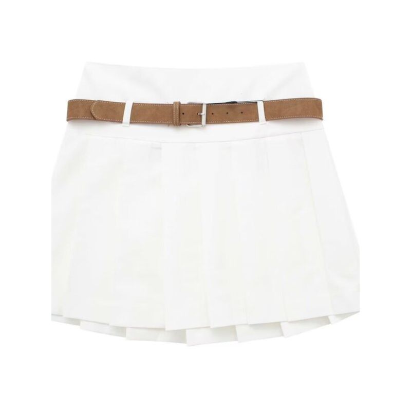 Fashion Style 2024 Spring New Women's Fashion All-Matching Belt Wide Pleated Mini Skirt 7385406 250