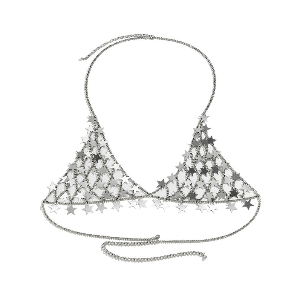 Sexy Bikini Accessories Fringed Chest Chain Body Chain Handmade Star Sequined Babes Bust