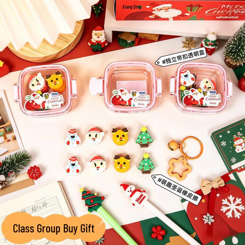 3D Cartoon Christmas Eraser - Cute Holiday Gift for Students and Kindergarten Prizes