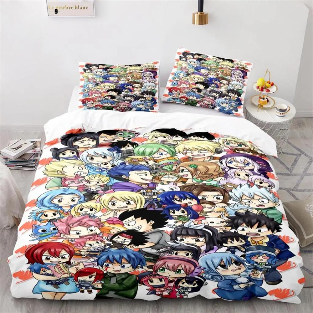 3D-Druck Fairy Tail Natsu Anime Bettwäsche-Kollektion Doppel Einzel King Bettbezug Decke Kissenbezug Jungen Mädchen Erwachsene Schlafzimmer