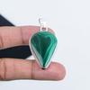 Natural Malachite Gemstone Silver Pendant in 925 Sterling Silver - Handmade Pear Design, Everyday Wear Jewelry Party Wear Gift