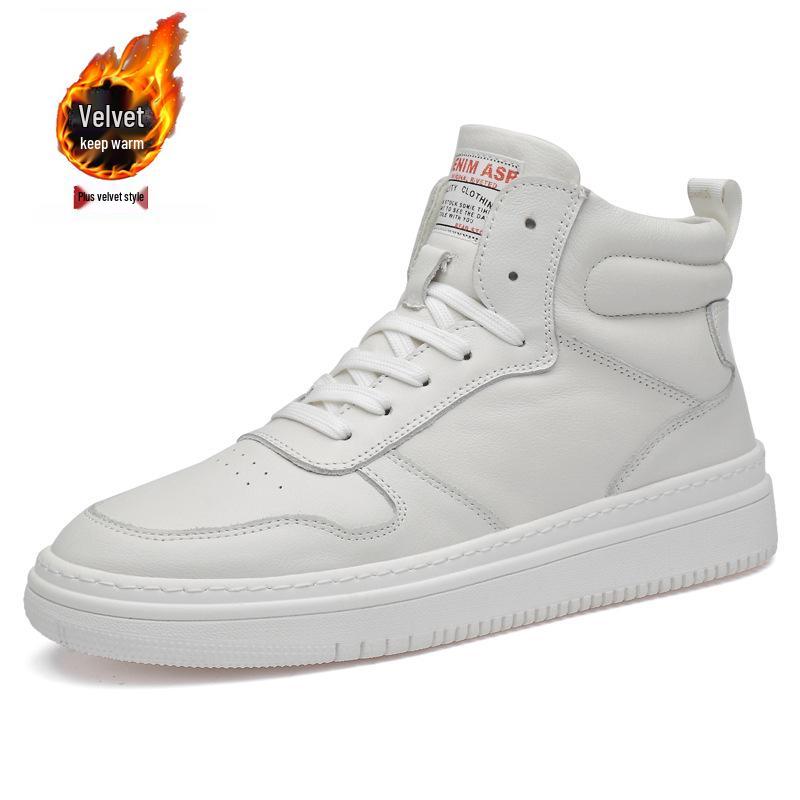 Zhong Bang Men s Mid-Top Cowhide Board Shoes - Casual Spring Sports Style 45