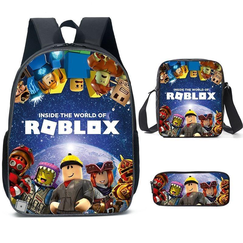 Spacious 20-35l Nylon Roblox Backpack Breathable Cartoon Bag For Students Travel