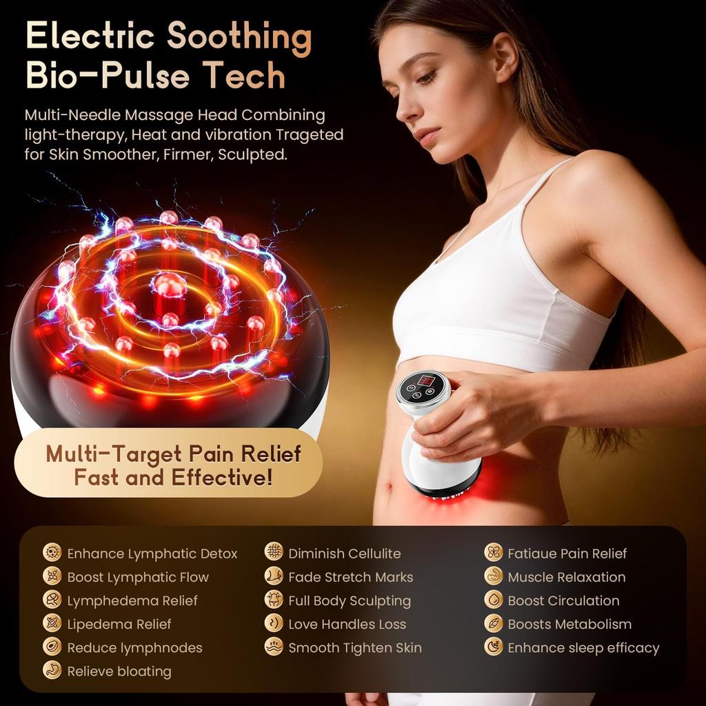 Lymphatic Drainage Massager, Anti-fat Massage Tool, Helps Reduce Stretch Marks and Cellulite White