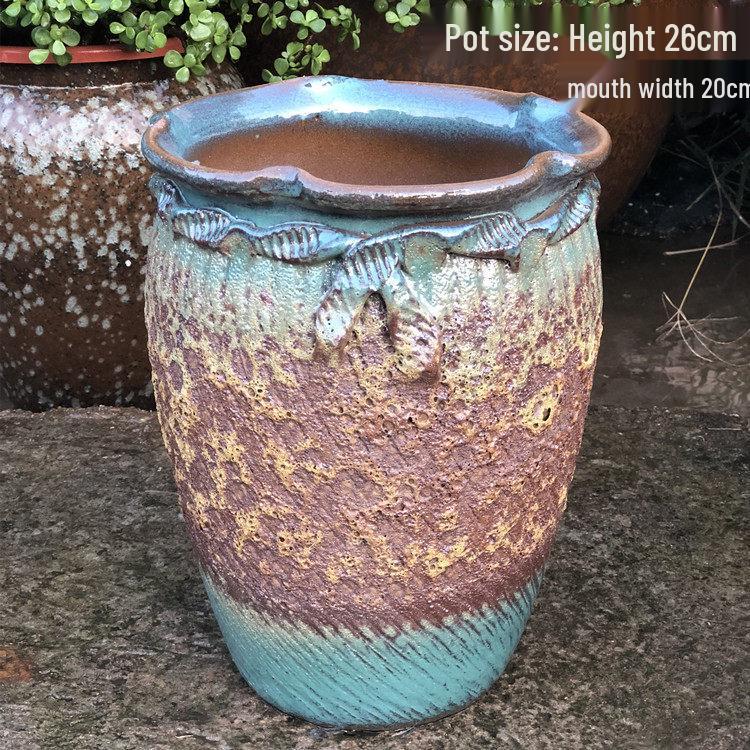 Retro Ceramic Zisha Pot: Large Succulent Planter with Rustic Personality