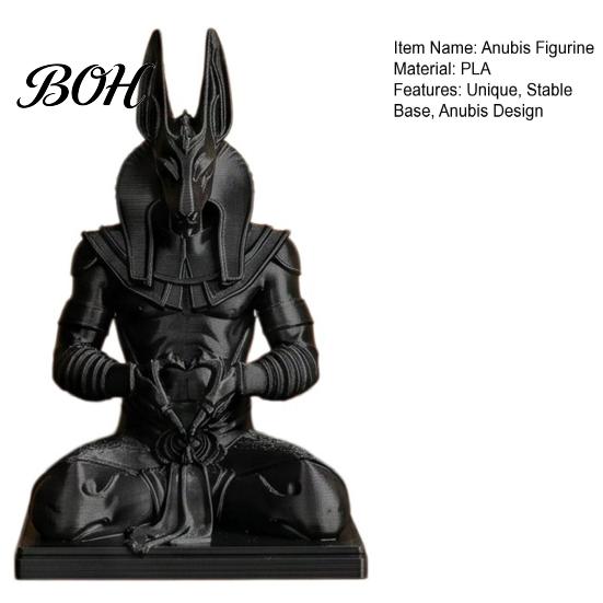 Desktop Anubis Sculpture Figurine, 3D Printed Egyptian God Statue Meditating with Heart Decor Hands, Mythical Desk for Home Office, Collectible