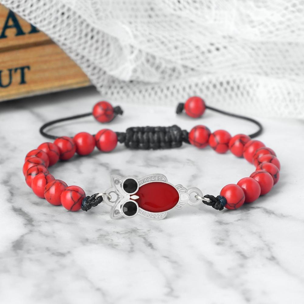 6mm Owl Pendant Black Matte Bracelet For Men Adjustable Animal Charm Bangle Boho Gothic Jewelry Gift Idea Unisex  Fine Accessory