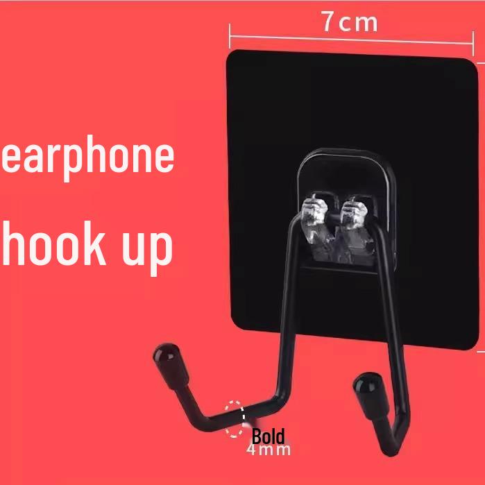 Adhesive Wall-Mounted Headphone Stand: Punch-Free Hook for Over-Ear Headsets In Dorms