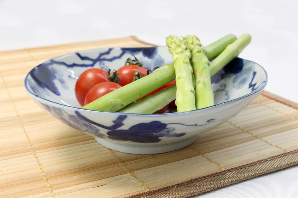 Castle Enterprise Kyoto Obanzai-ya-san Series Indigo Grape Rokuhei Shallow Bowls, Set of 10, Size: 17cm Diameter x 4.9cm Thick