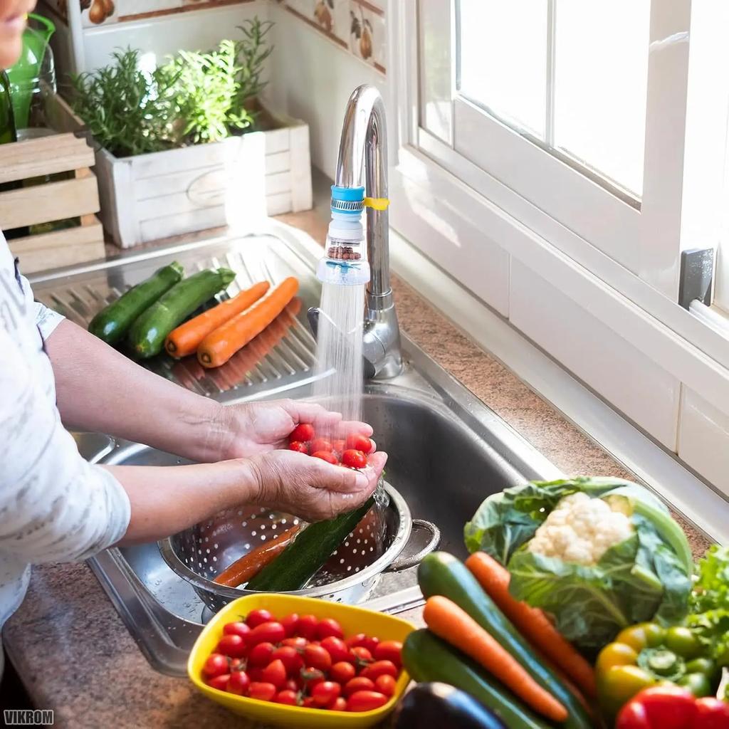 360 Degree Adjustable Kitchen Sink Faucet Extender Multi Color Tap Water Filter with Sediment Balls Bio Filter UV Sterilizer