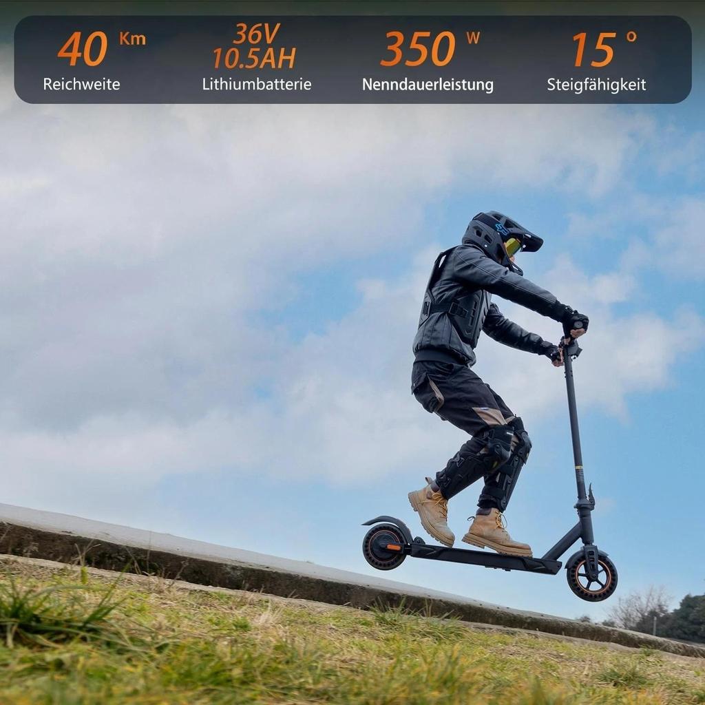 Kukirin S1 Max 8-inch 350W Electric Scooter, Urban Electric Scooter, 36V 10.4AH, Maximum Range 39km, Maximum Load 120kg, Black