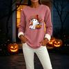 Women's Long Sleeve Pullover Round Neck Halloween Print Winter Casual Top