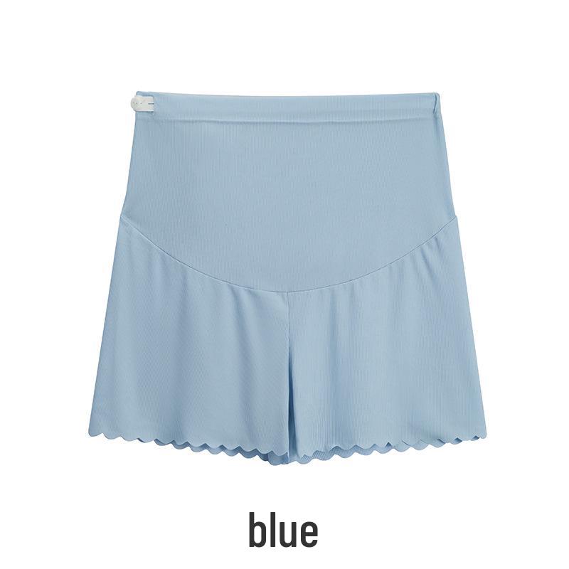 Pantaloni scurți de maternitate din mătase de gheață: Subțiri, cu suport pentru burtă, trei sferturi, îmbrăcăminte de exterior, stil de vară, croială largă, leggings anti-expunere.