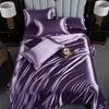 A/B Double-Sided Color Bedding Set Silky Satin Duvet Cover Bed Sheet Pillowcase Luxury Bedsheet King Queen Double Twin Size