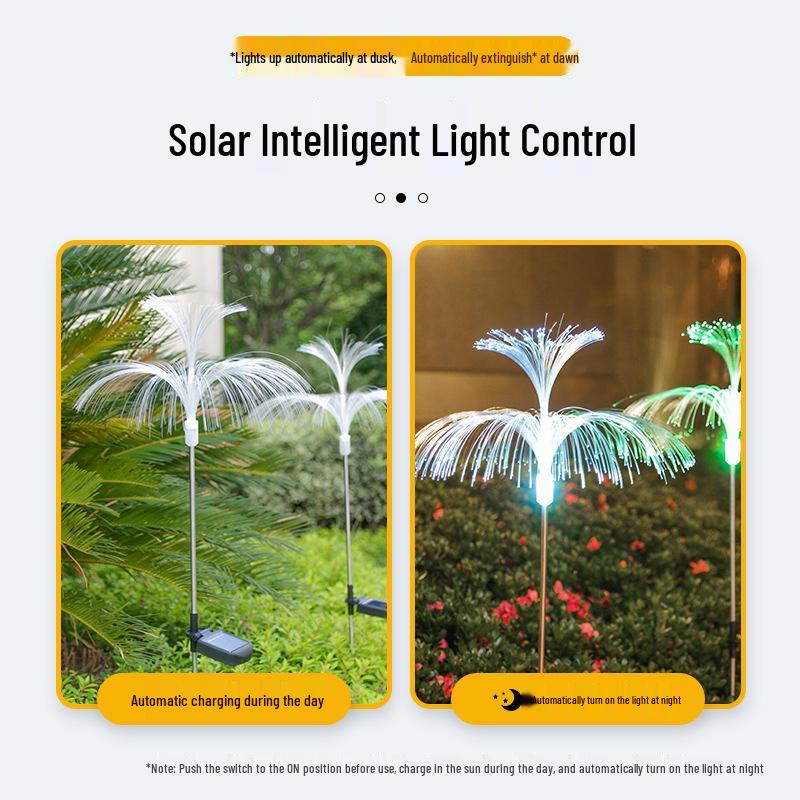 Solar Jellyfish Fiber Optic Outdoor Light for Garden, Courtyard, and Balcony Décor