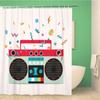 Music Rock Shower Curtains Rap Radio Shower Curtain Bathroom Decorative Waterproof Polyester Fabric Bathtub Screen With Hooks