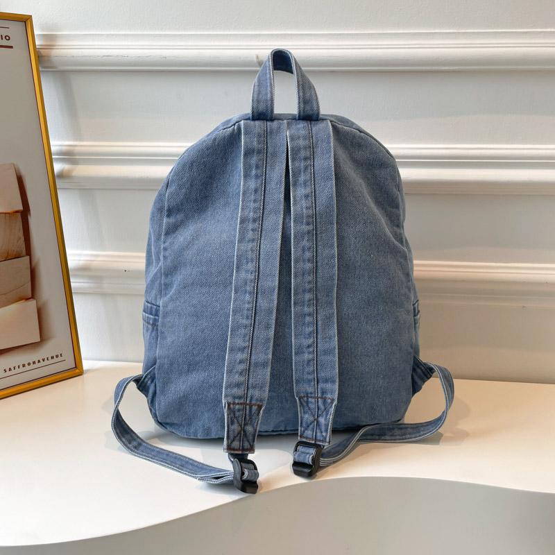 Denim Ryggsäck Dam Ryggsäck med stor kapacitet Student Skolväska