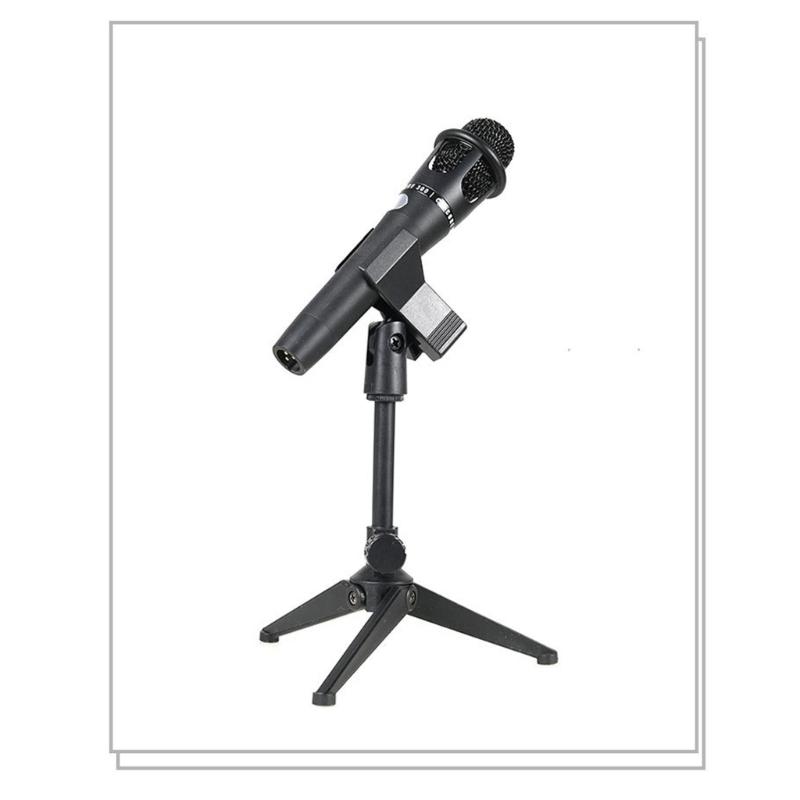 Solid Metal Tripod Desktop Microphone Stand With Adjustable Height 22-27cm For Streaming Podcasting And Live Broadcasting