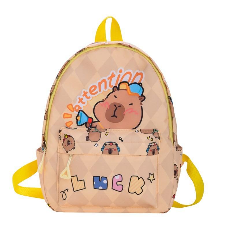 Cute Cartoon Capybara Bath Sun Letter Print Children Backpack For Use Daily