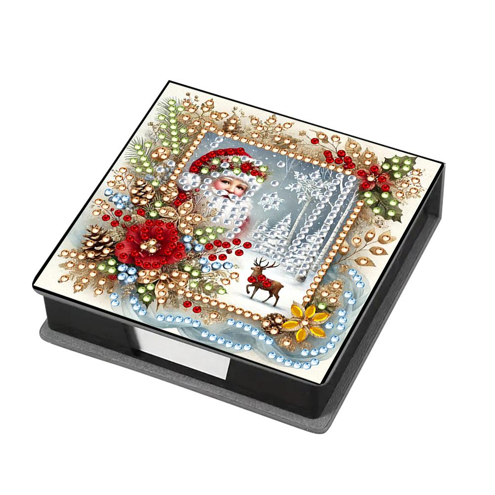 DIY Rhinestones Leather Gem Art Sticky Note Holder with 160 Sheets Paper Diamond Art Note Box Mosaic Kit for Desktop Decoration
