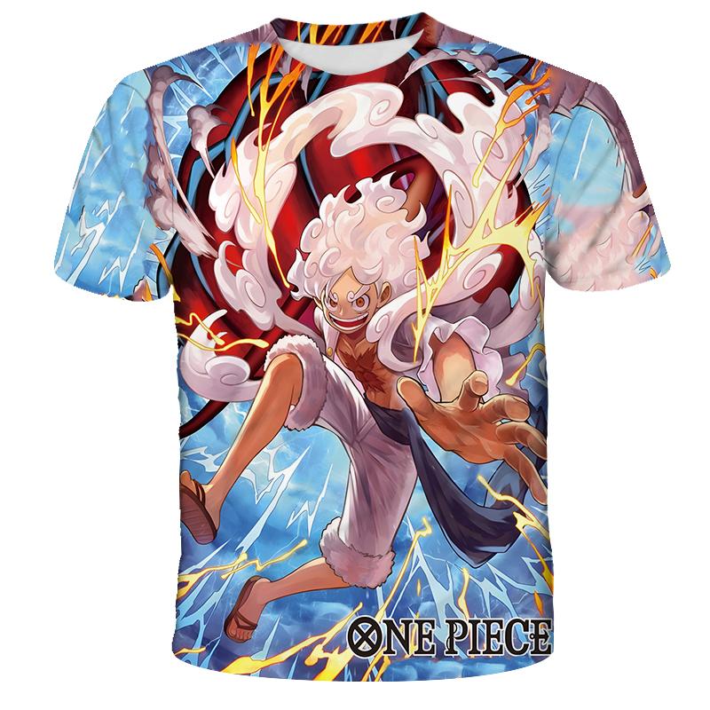 Anime One Piece Luffy Boy T-shirt CosPlay Short Sleeve Mens Cartoon Men's Top Loose Breathable Men's Casual Clothing