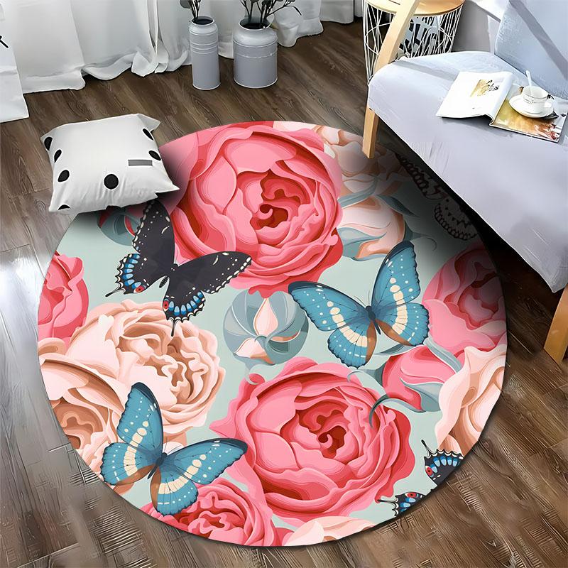 Free shipping Elegant Floral Circle Rug: Perfect for Living Spaces round carpet for home sofa bedroom,gift Diameter -60cm