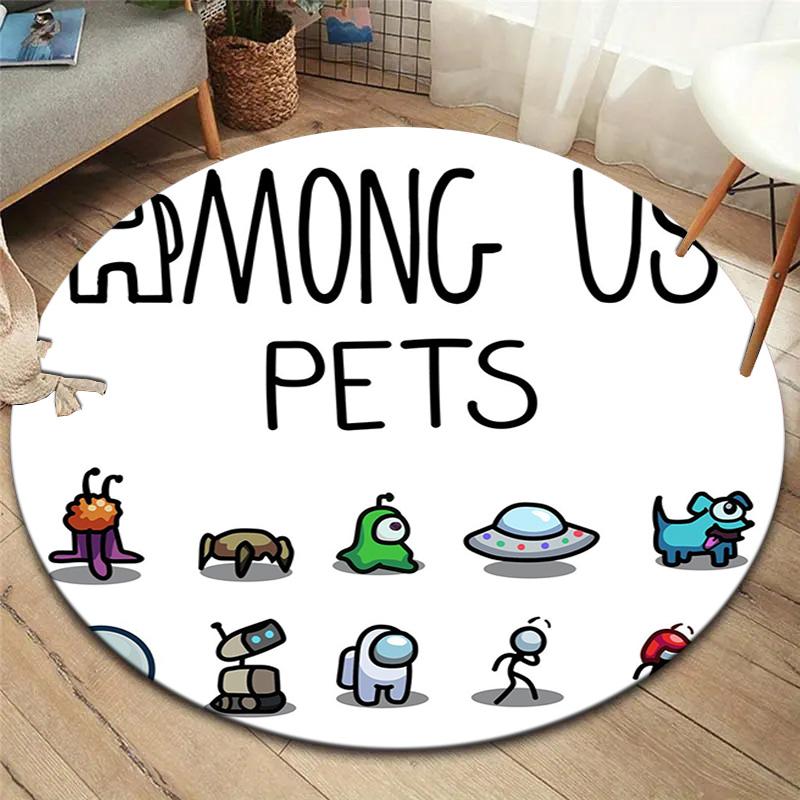 Among Us Round Area Rug,Carpet Rug for Living Room Bedroom Sofa Playroom Decor,Non-slip Floor Mat