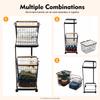 2-Tier Laundry Hamper Cart with Wheels, Heavy-Duty Iron Frame Storage Organizer Basket for Clothes Toys, Modern Black