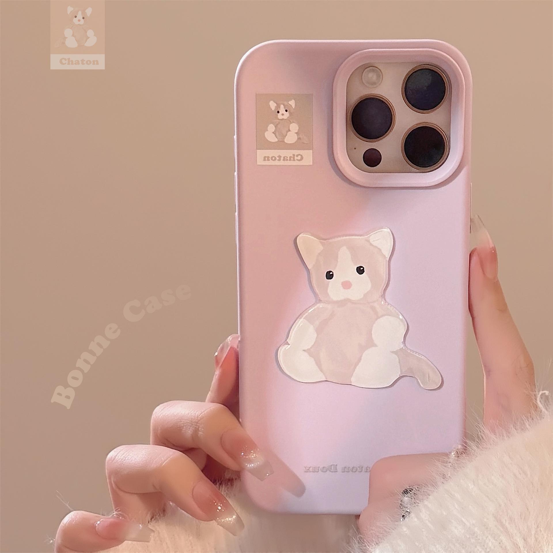 

Cute Purple Kitten 15promax Apple 17 Mobile Phone Case IPhone 14 Suitable for 13 Cartoon Three dimensional 12 Soft 12pro max(6.7)