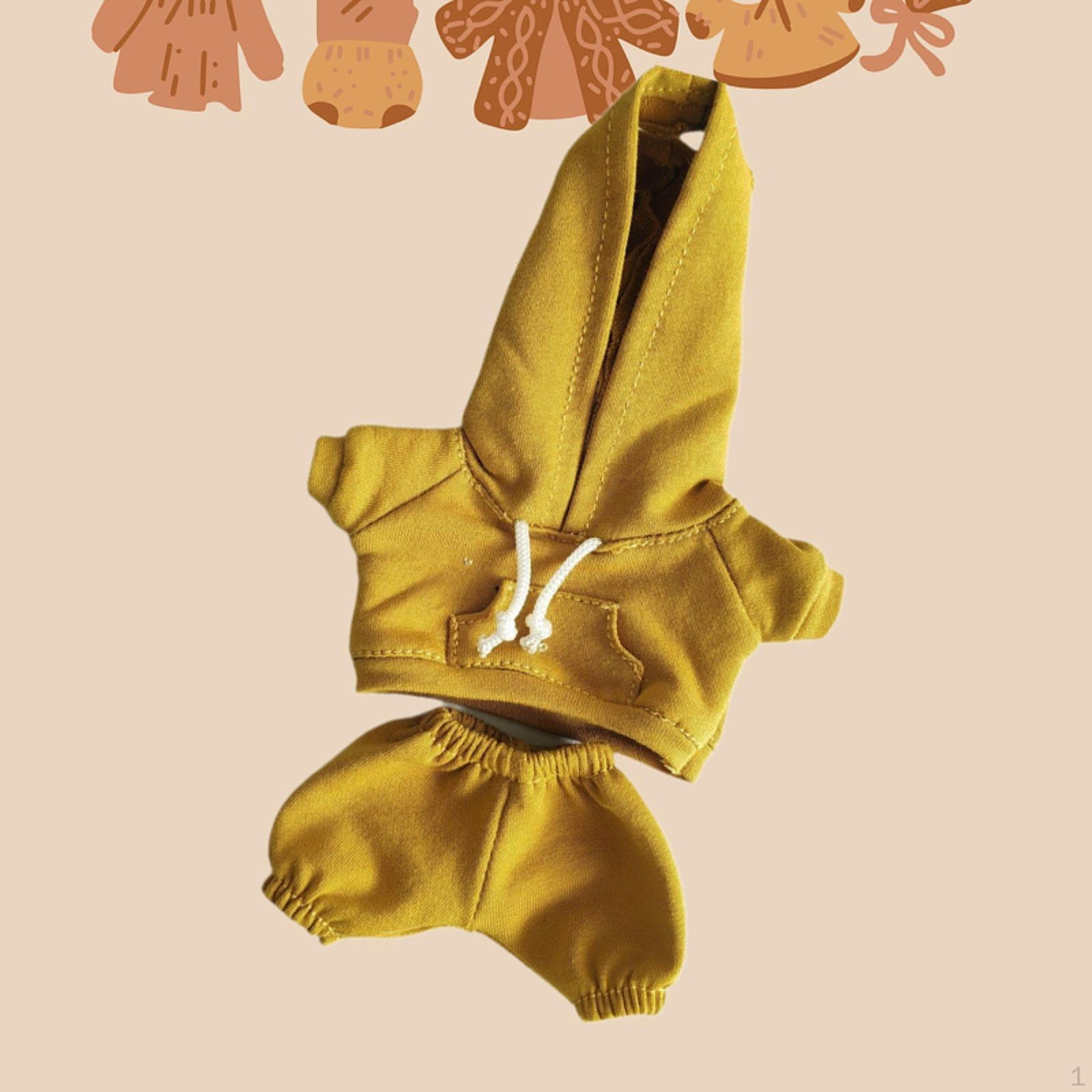 

17 см Милая плюшевая кукольная одежда с капюшоном Комплект чучел животных Модные аксессуары ginger yellow