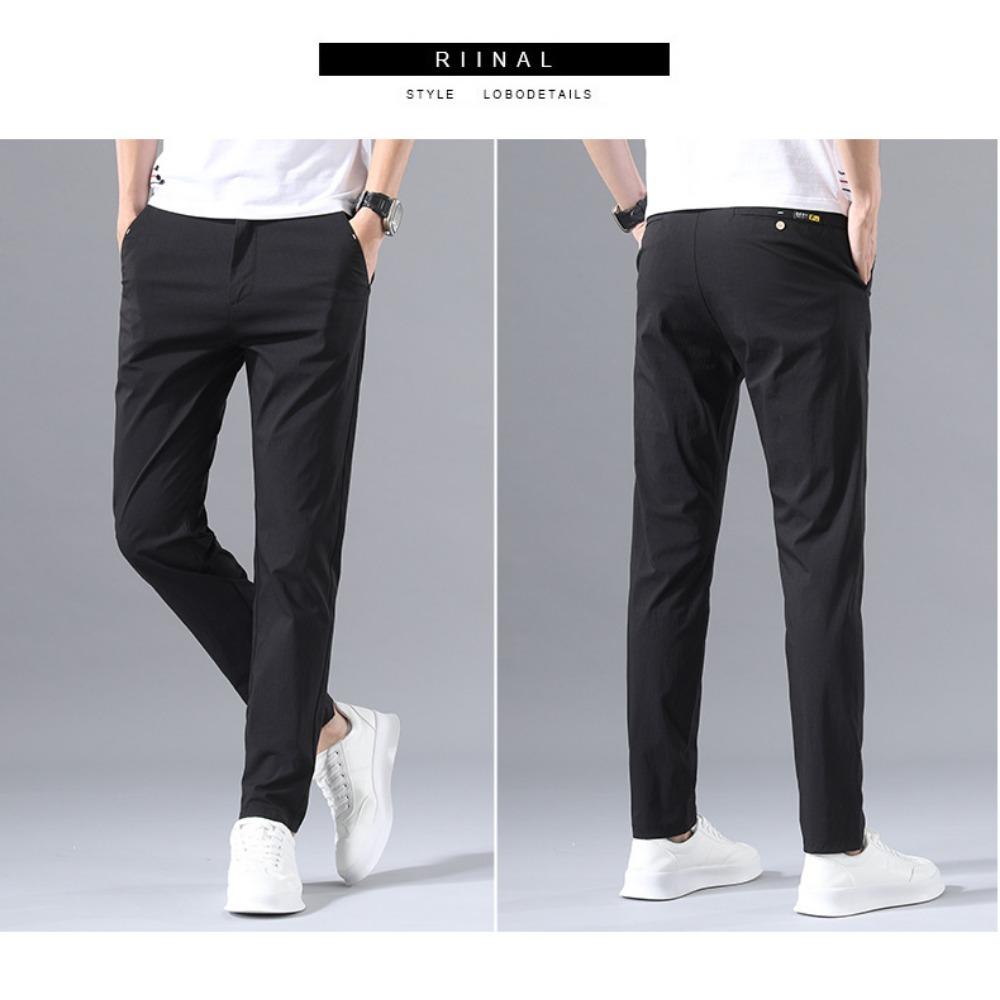 Ice Silk Men's Loose Straight Leg Men's Pants Trendy Business Quick Drying Summer Thin Casual Pants