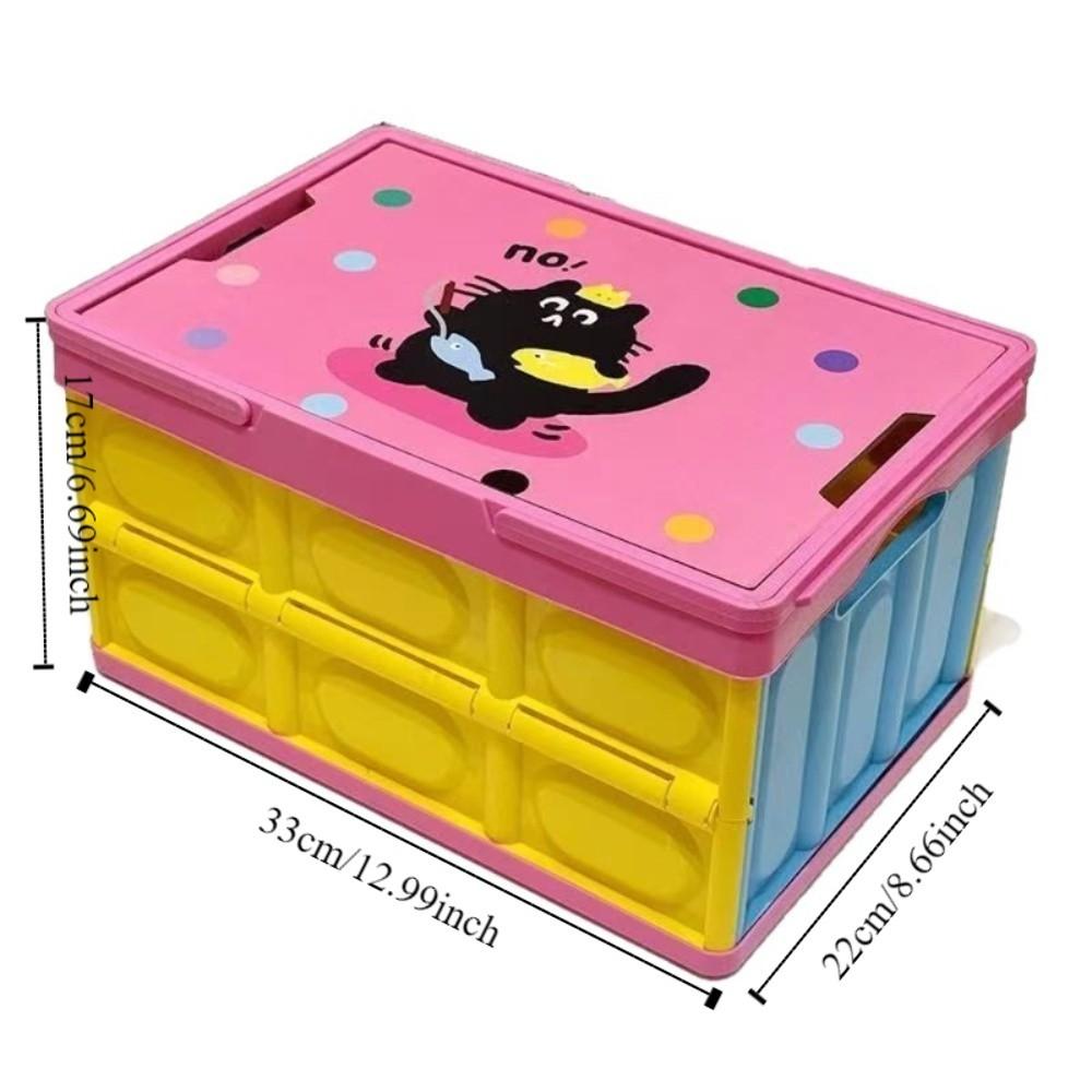 Cartoon Folding Storage Box Cat Pattern Stackable Crate Portable Storage Box Trunk