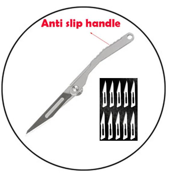 NEW NO11 Replaceable Blades Scalpel Folding Knife Quick Open Bottle Opener Keychain EDC Folding Knife 10 Blade Free Useful Tool