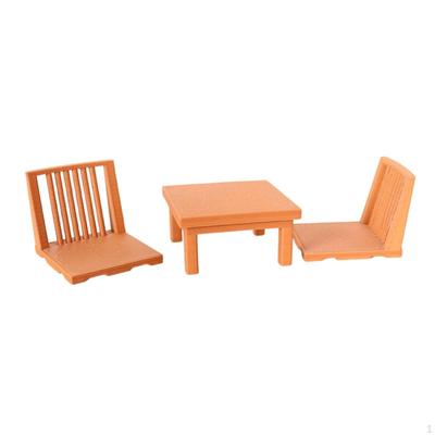 3 Pieces Dollhouse Furniture with Table and Chairs JapaneseStyle Chair Set