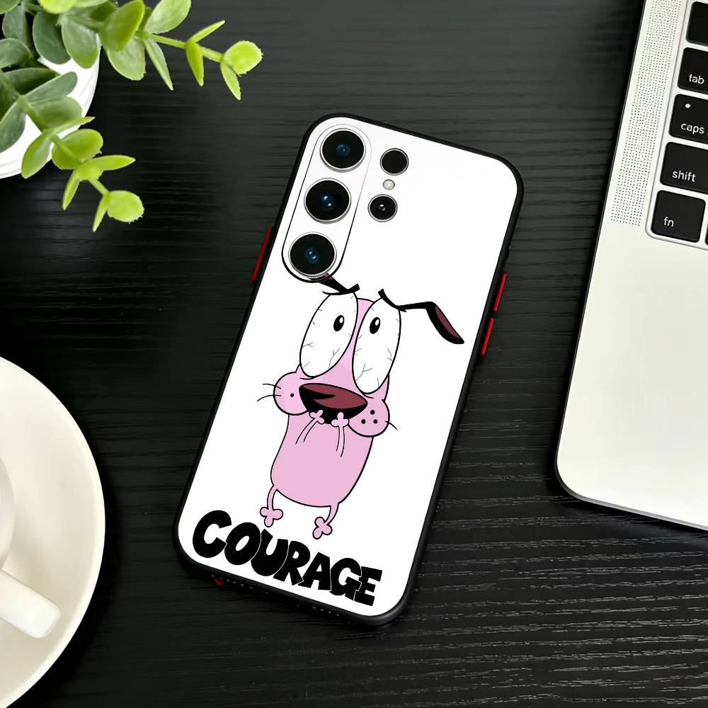 Courages Cowardly Dog Phone Case For Samsung S26,S25,S24,S23,S22,S21,S20,Ultra,Plus,FE Black Soft Cover
