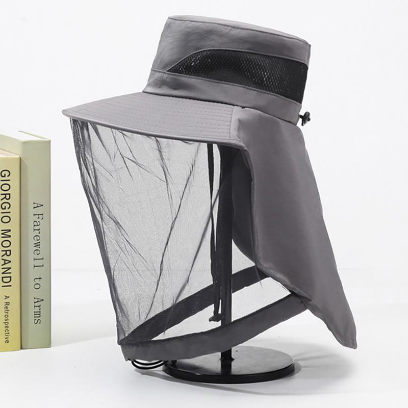 Chapeau Moustiquaire Pliable Unisexe avec Filet Caché Répulsif UV Protection Insectes Abeilles Visière Extérieure Chapeau Bob Casquette de Pêche