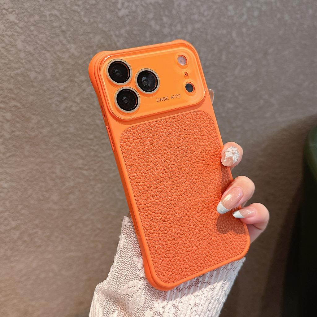 New color airbag anti-drop second change 17 lychee pattern suitable for iPhone17pro max Apple 16 mobile phone case 14/15