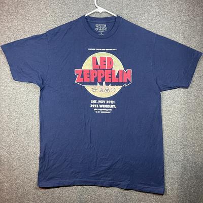 LED ZEPPELIN Concert Shirt Adult Extra Large Blue 1071 Wembley Short Sleeve Mens Unisex T-Shirt